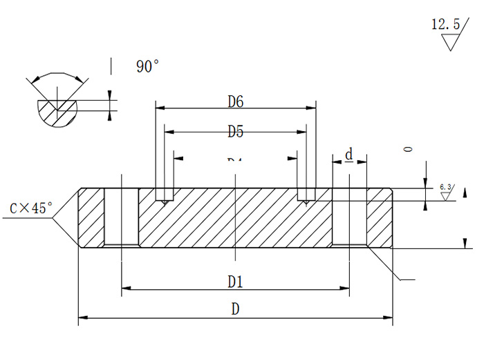 Dimensions of flange cover