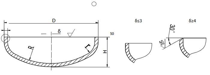Aluminum Butt Weld pipe End Caps drawing
